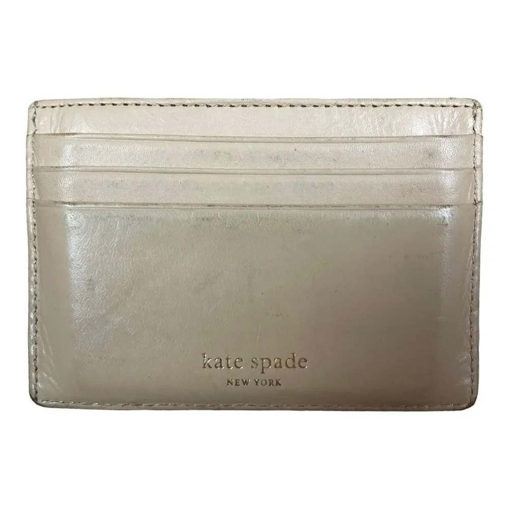 Kate Spade Cardholder Leather Card Case Black Patent Leather ID Holder Black Tan